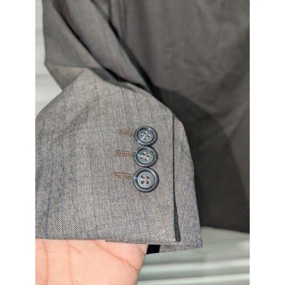 Canali Suit IT 56L 38 Grey Wool 2 Piece Windowpane Check Suit Eclectic Grandpa